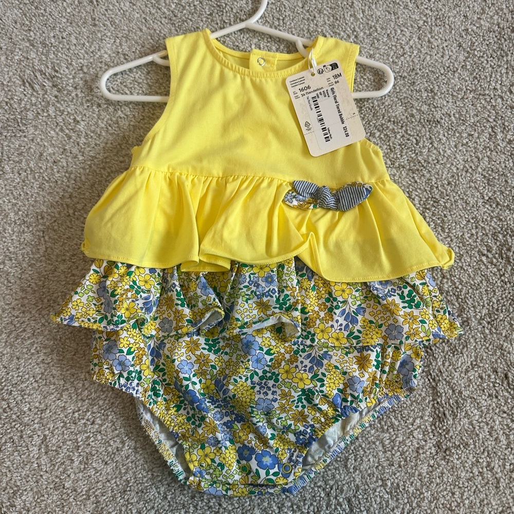 Yellow Floral Baby Romper